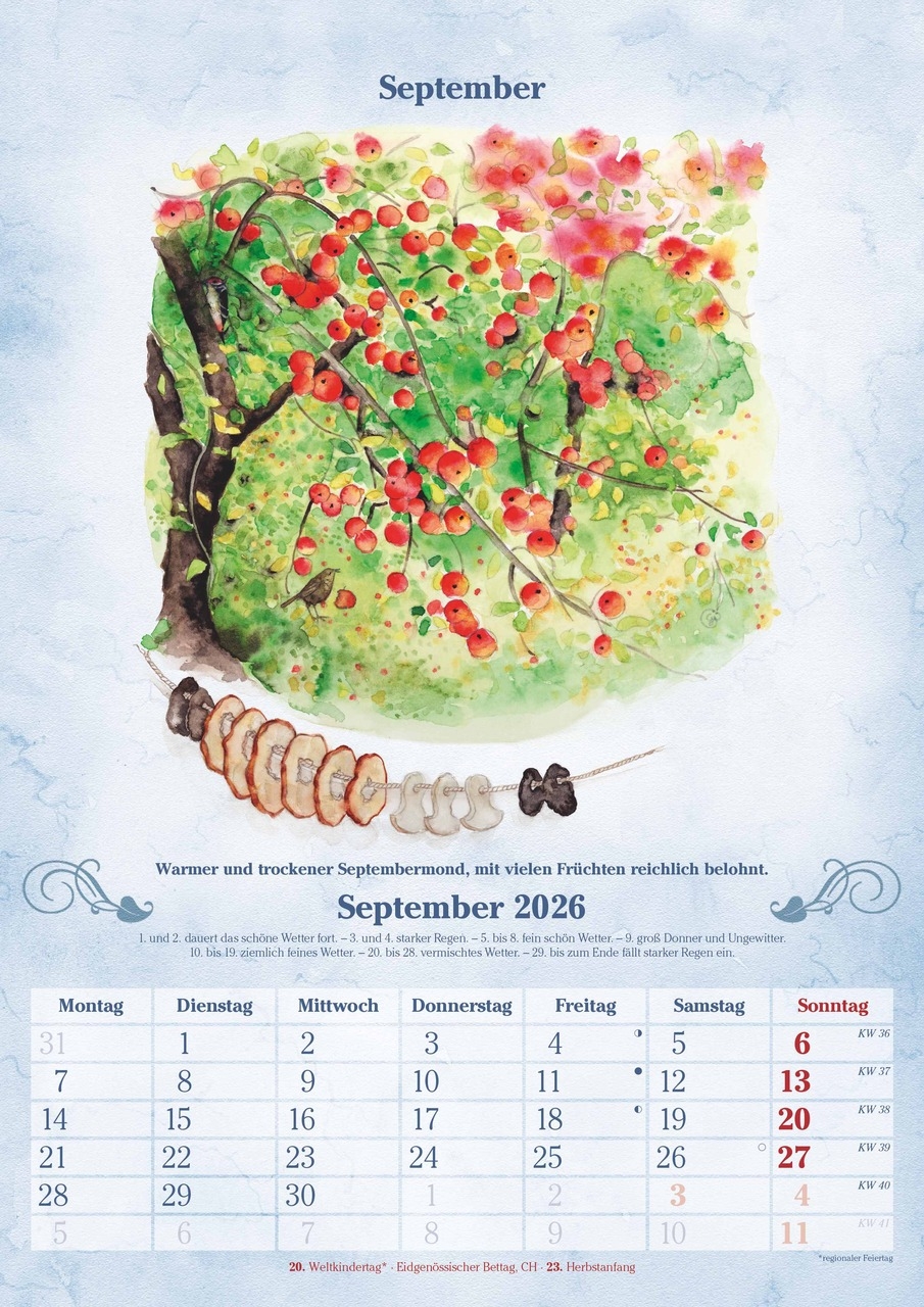 100 j hriger Kalender 2026 Bildkalender A3 29 7x42 Cm Mit Feiertagen DE AT CH Und Platz F r Notizen Inkl Bauernregeln Wandkalender Spiralbindung Morys Hofbuchhandlung
