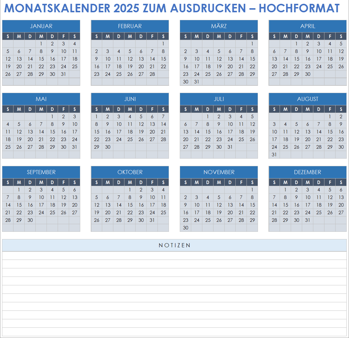 15 Kostenlose Vorlagen F r Monatskalender 2025 Smartsheet