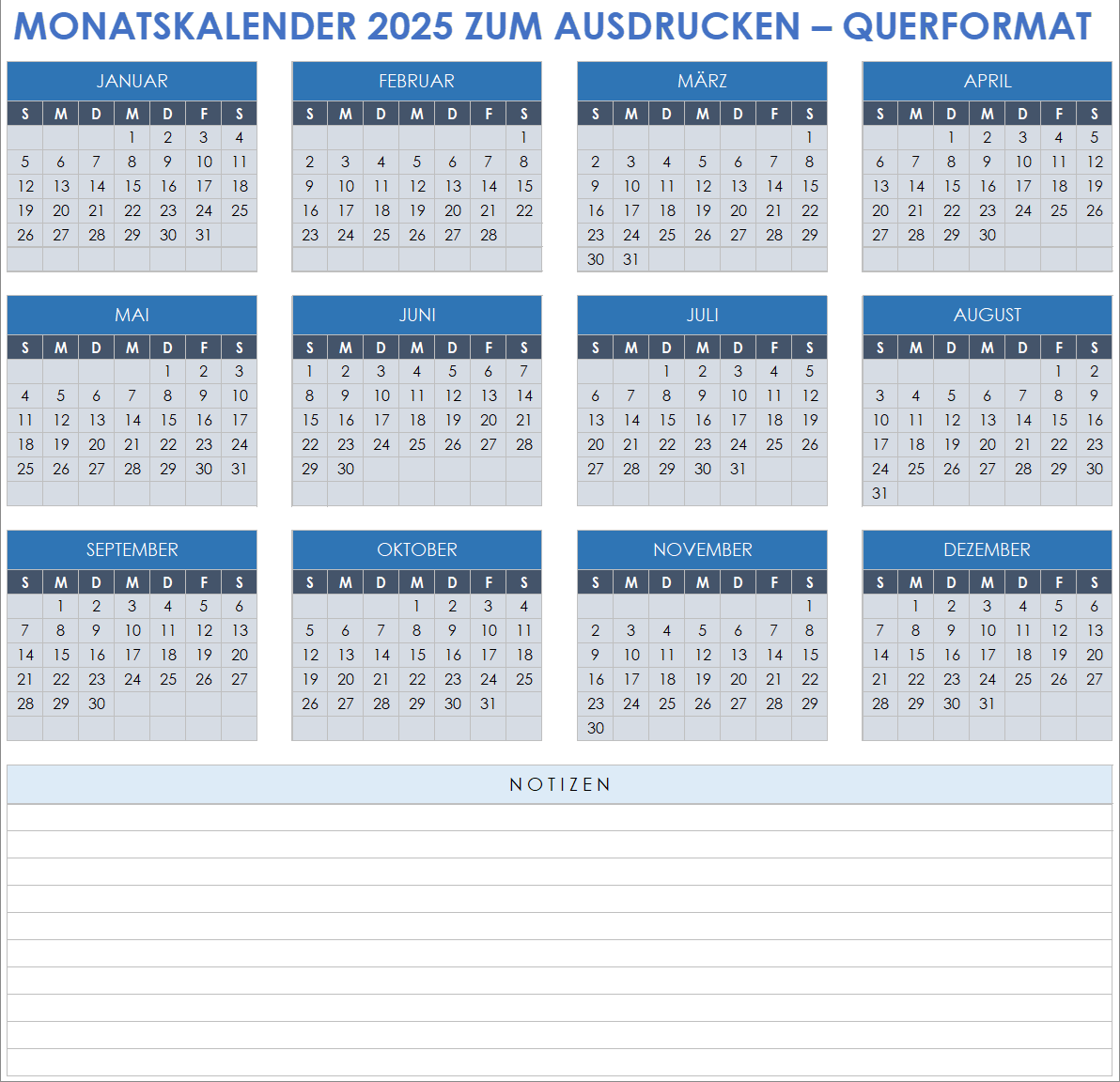 Molnatlicher Kalender in Excel Einfügen