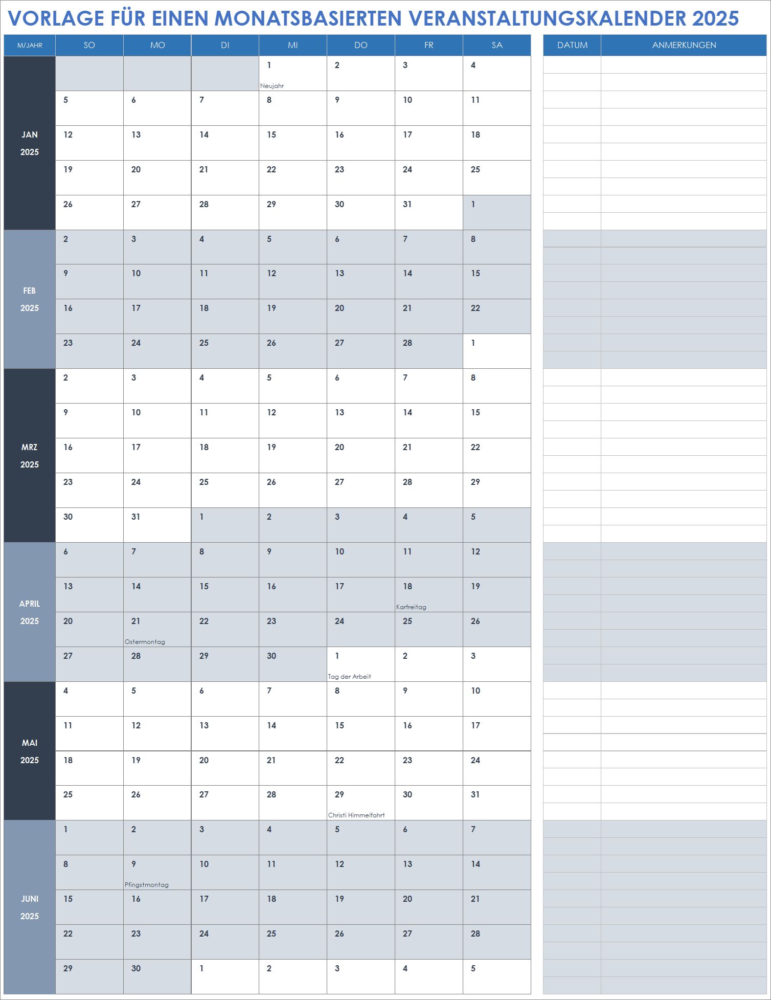 Monatskalender Zum Eintragen