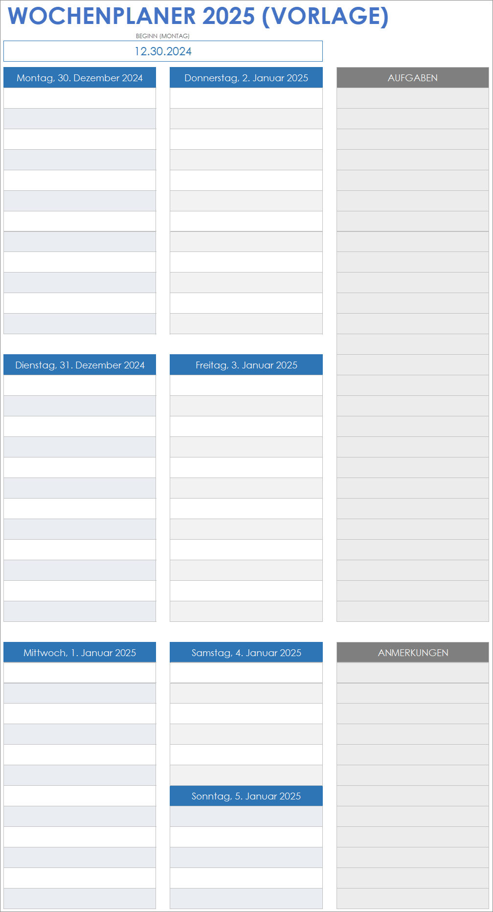 Mein Wochenplan Vorlage Kostenlos