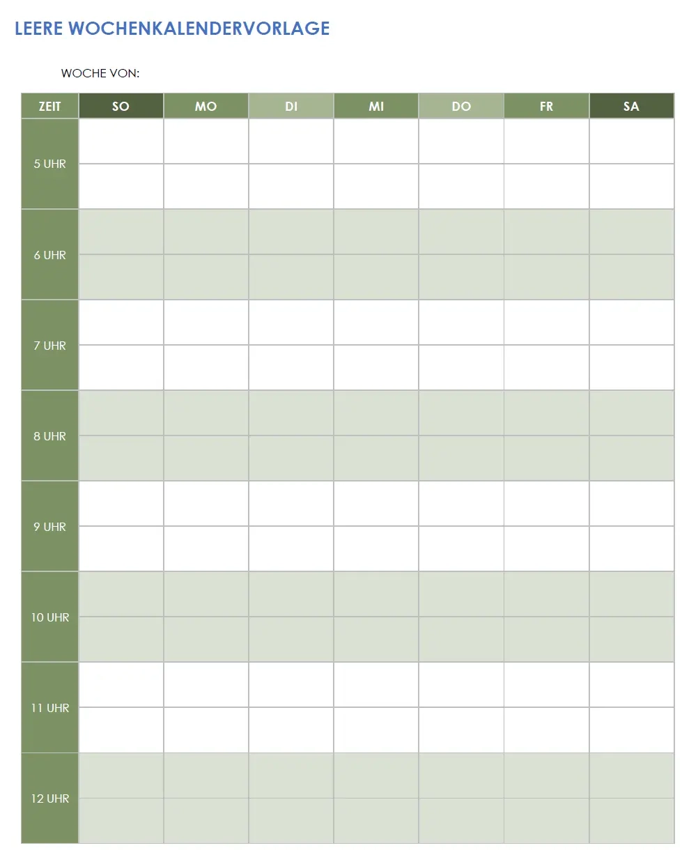 15 Kostenlose Vorlagen F r Wochenkalender