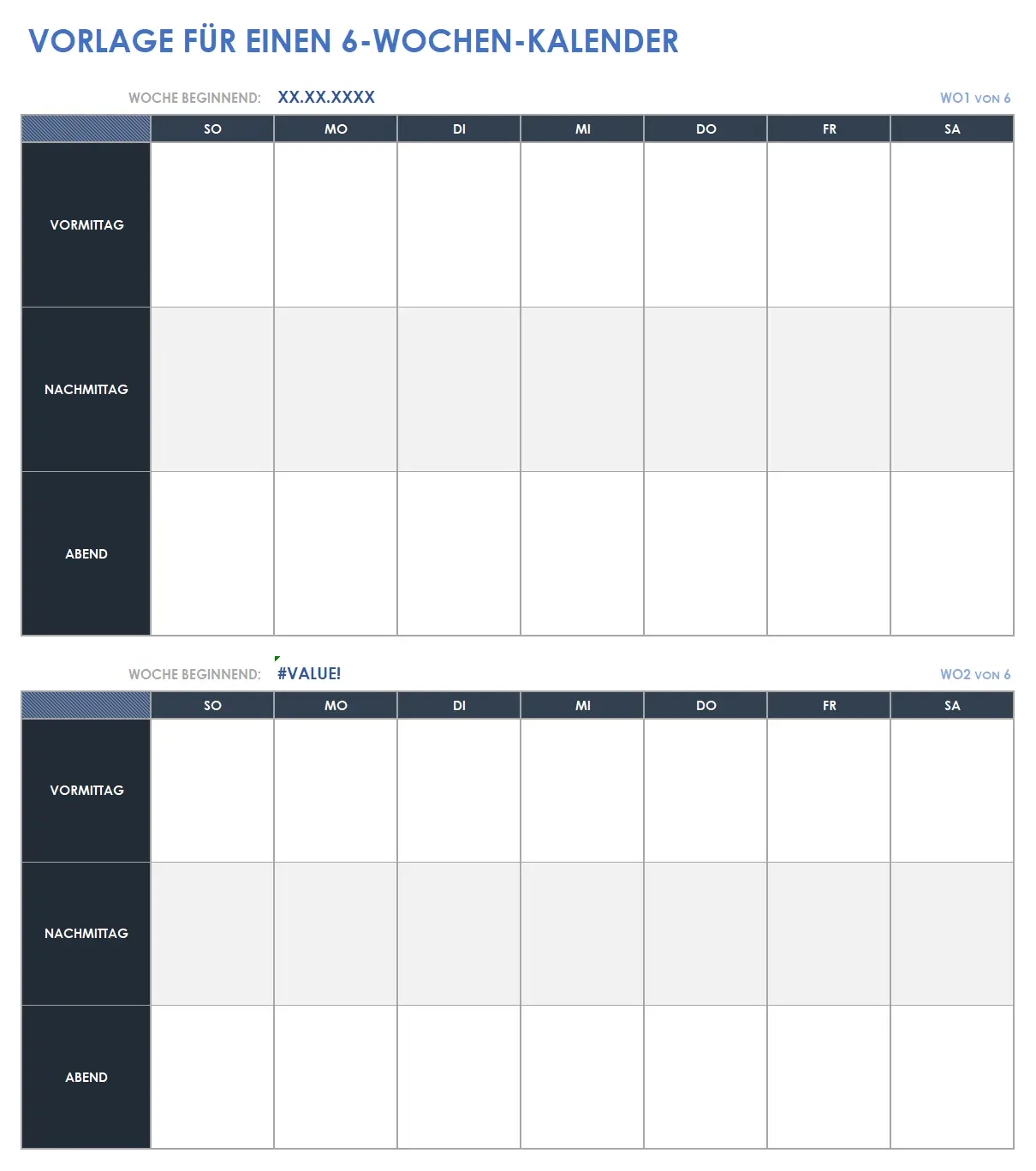 15 Kostenlose Vorlagen F r Wochenkalender