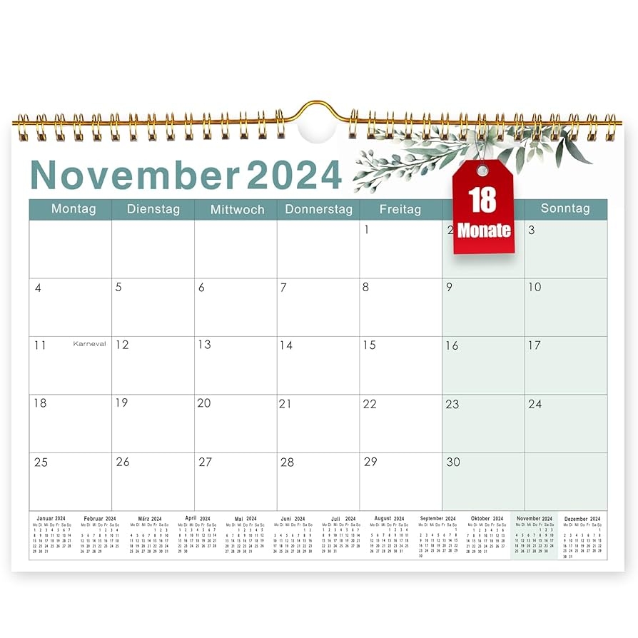 Kalender 2025 A4 Monatlich