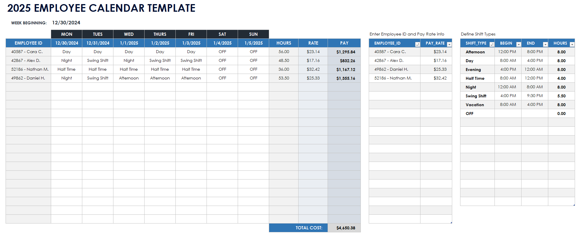 Kalender Excel A4
