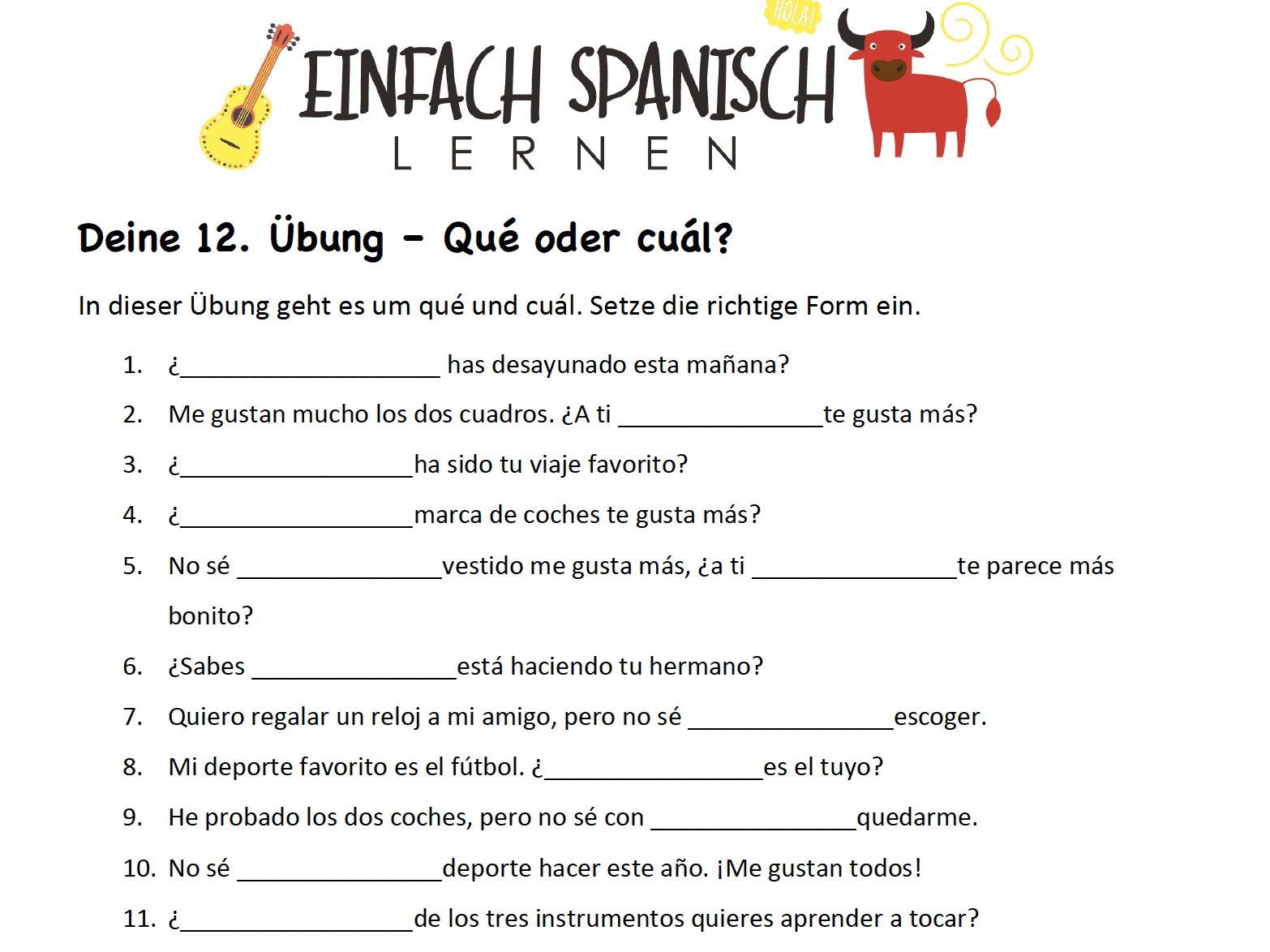19 Spanisch bungen Einfach Spanisch Lernen