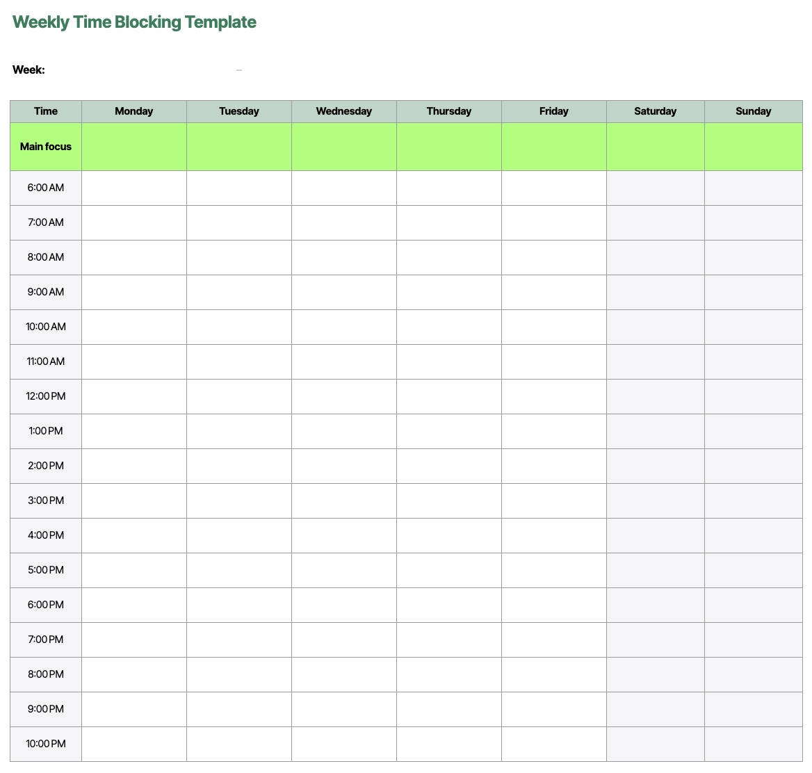 Wochenplan Meetings Excel Vorlage Kostenlos