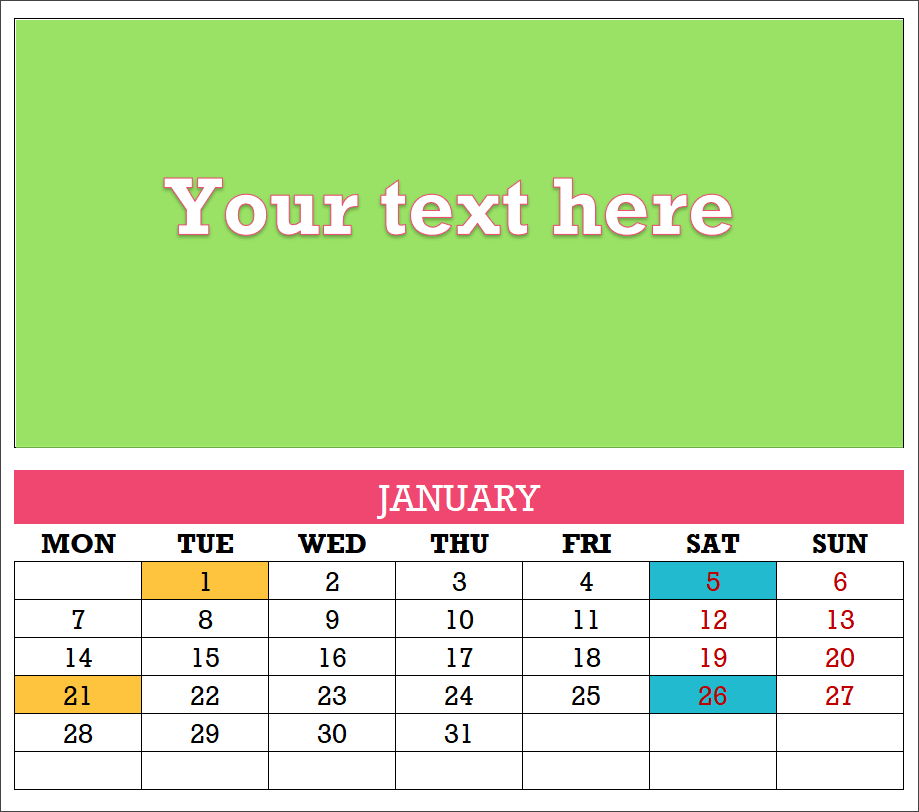 Kalender 2019 Excel