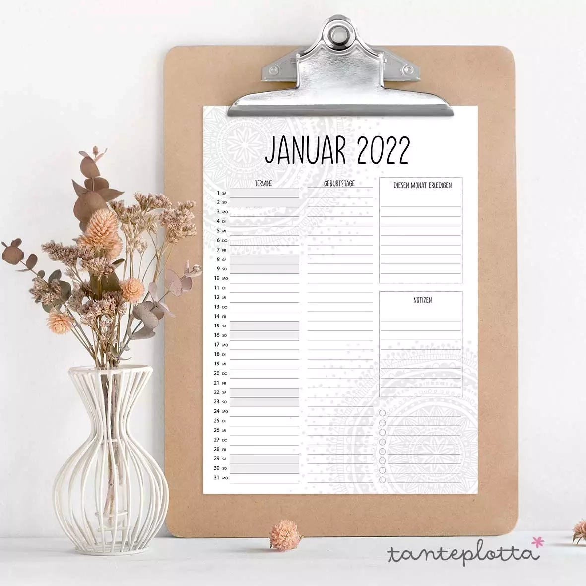 2022 Jahreskalender Datei Zum Ausdrucken Tante Plotta