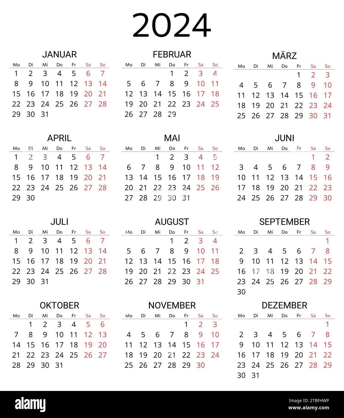 Jahreskalender MIT kW