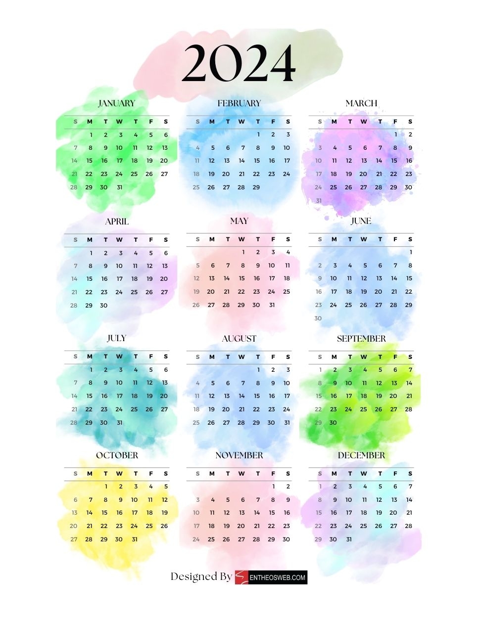 2024 PDF Calendars Free Printable PDF Downloads EntheosWeb