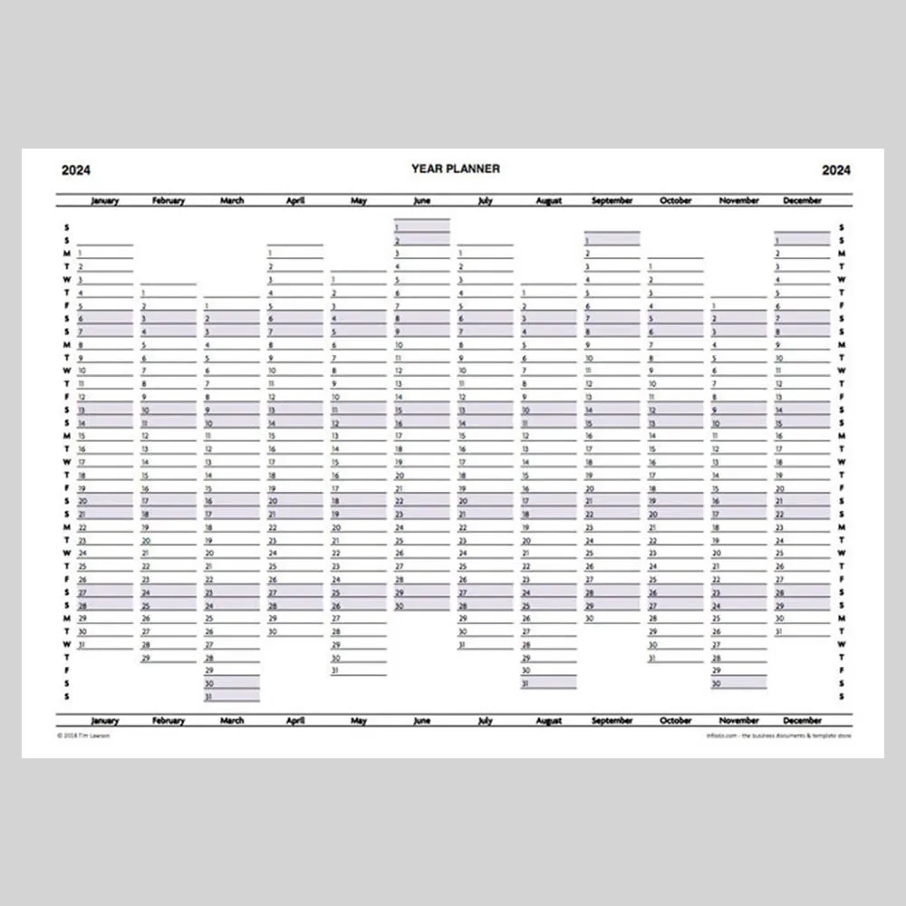 A4 Druckbarer Kalender 2024