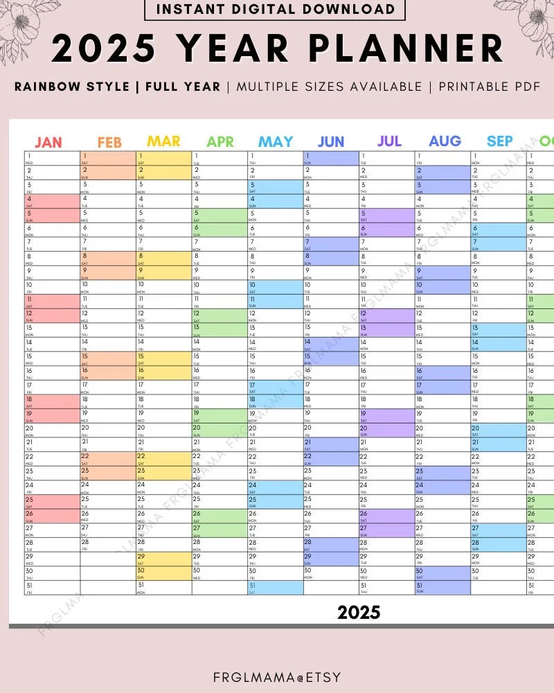 Jahreskalender 2025 Tabellarische Tabelle