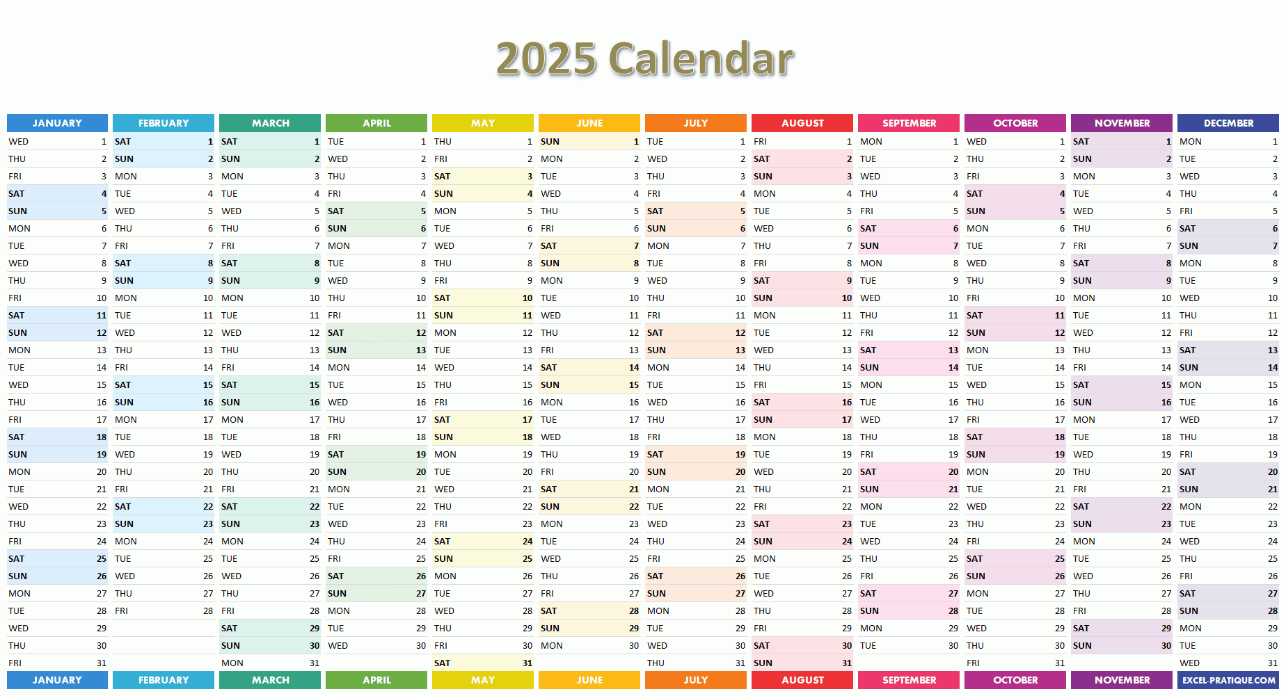 2025 calendar