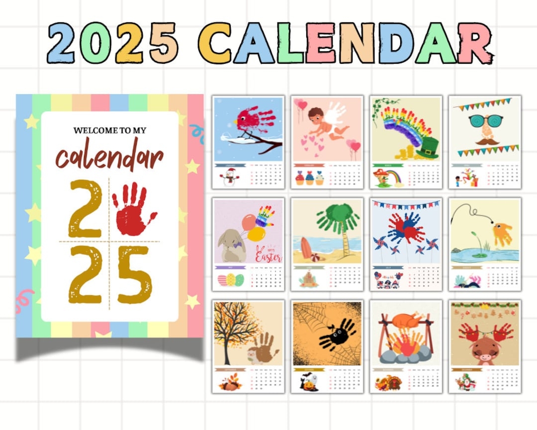 2025 DIY Handabdruckkalender Kalender Basteln Kinder Aktivit ten Basteln Vorschul Handabdruck Aktivit t Monatlich Baby Kleinkind Kalender Zum Ausdrucken Etsy de