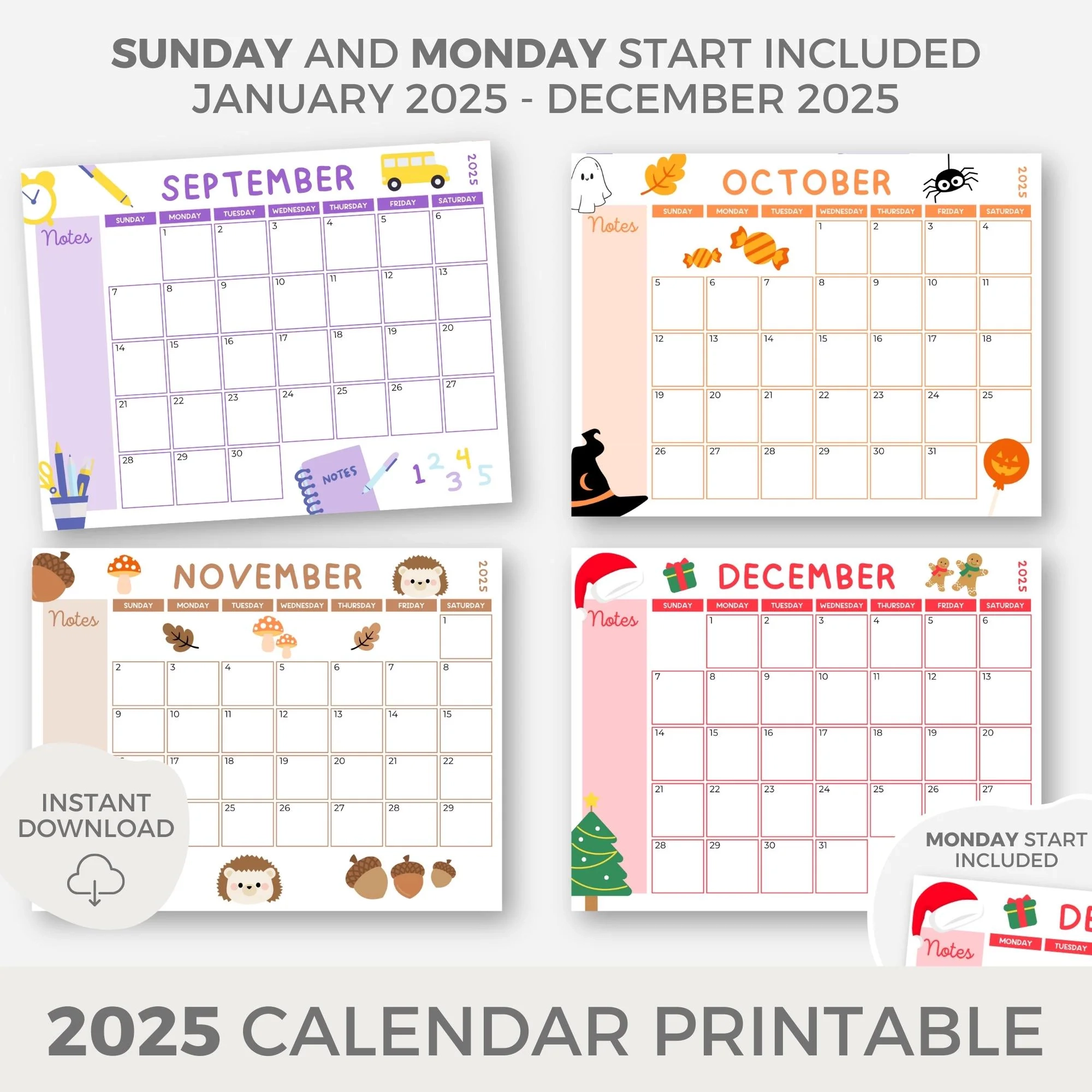 2025 Druckbarer Kinderkalender 2025 Druckbarer Kinderkalender Monatskalender Blankokalender Familienkalender Etsy de