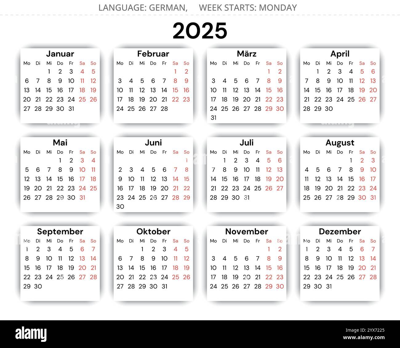 2025 German Calendar Cut Out Stock Images Pictures Alamy