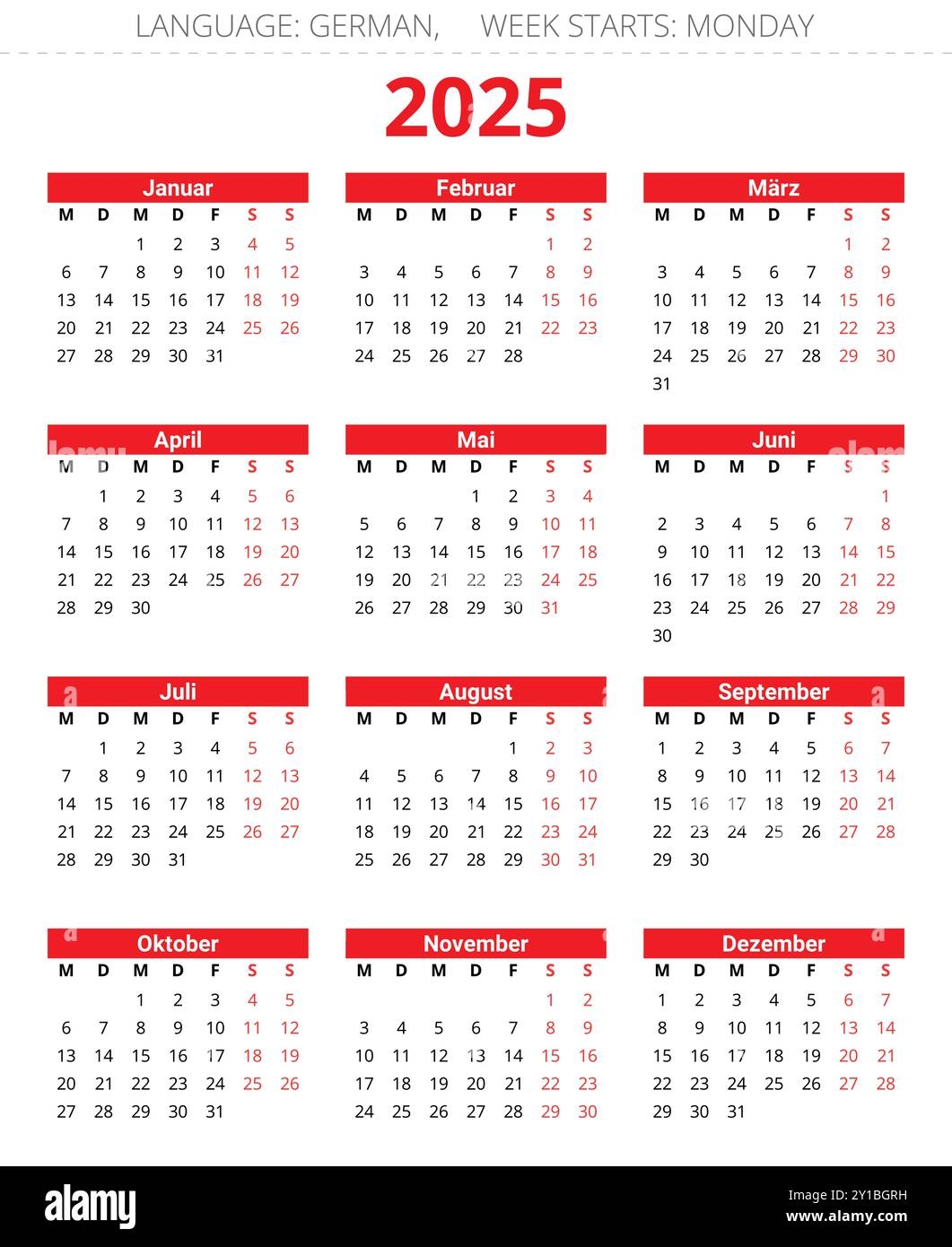 Kalender 2025 Germany