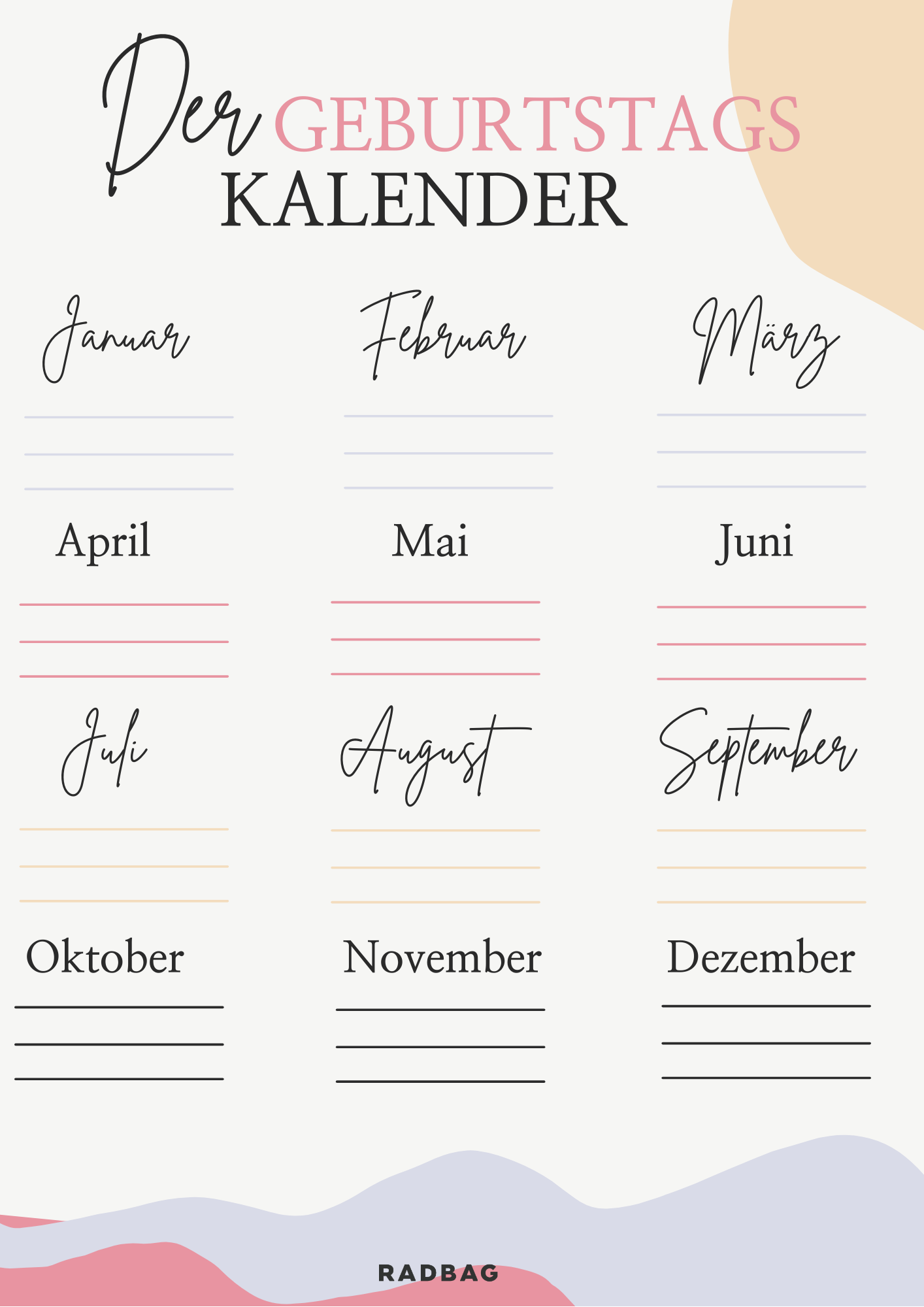 3 Geburtstagskalender Zum Ausdrucken Free Printable 
