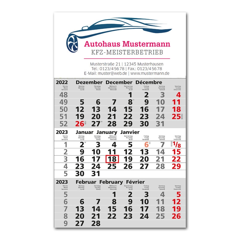 3 Monats Kalender 2026 Mit Firmeneindruck