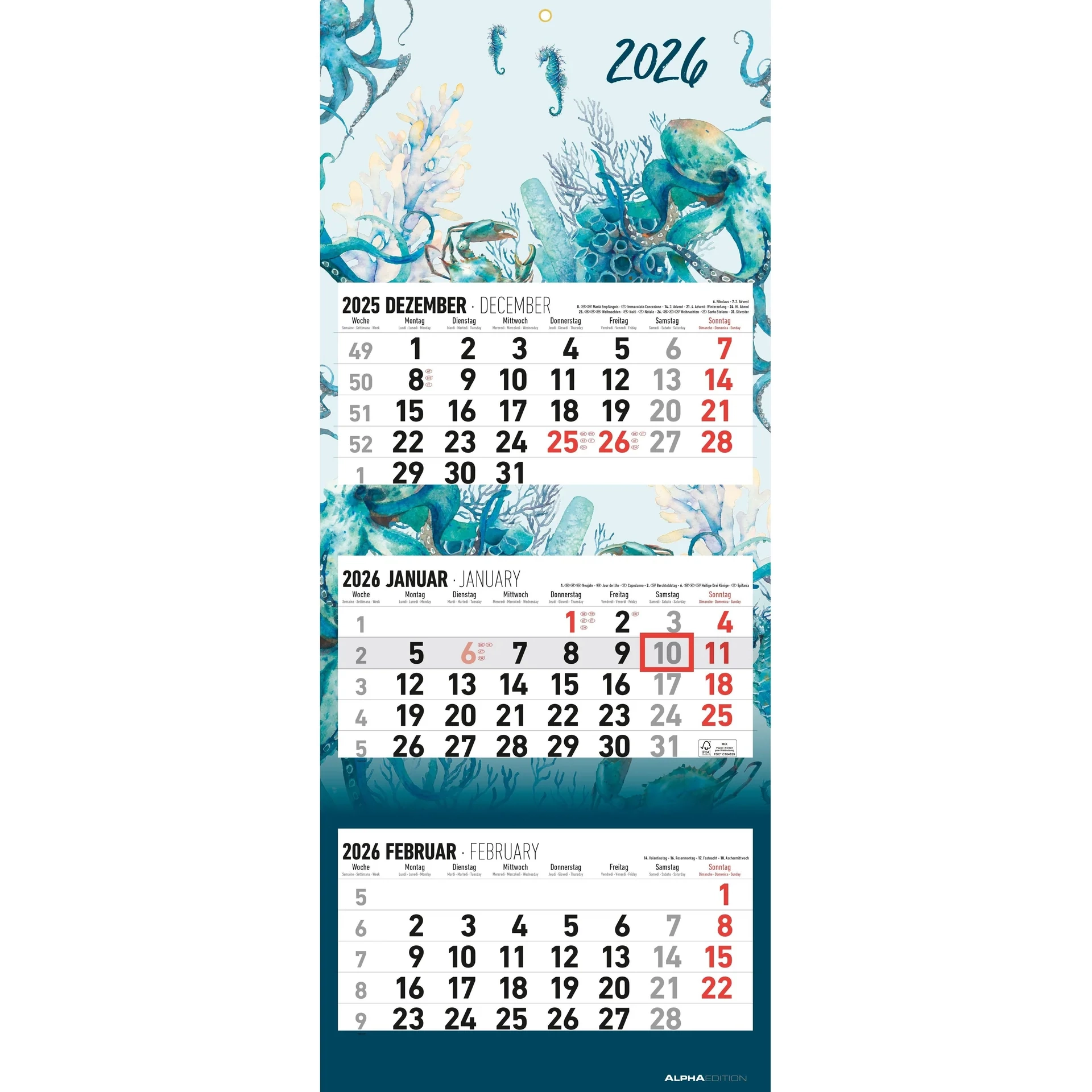 3 Monatskalender Design Kalender 2026 G nstig Kaufen Kalendersale de