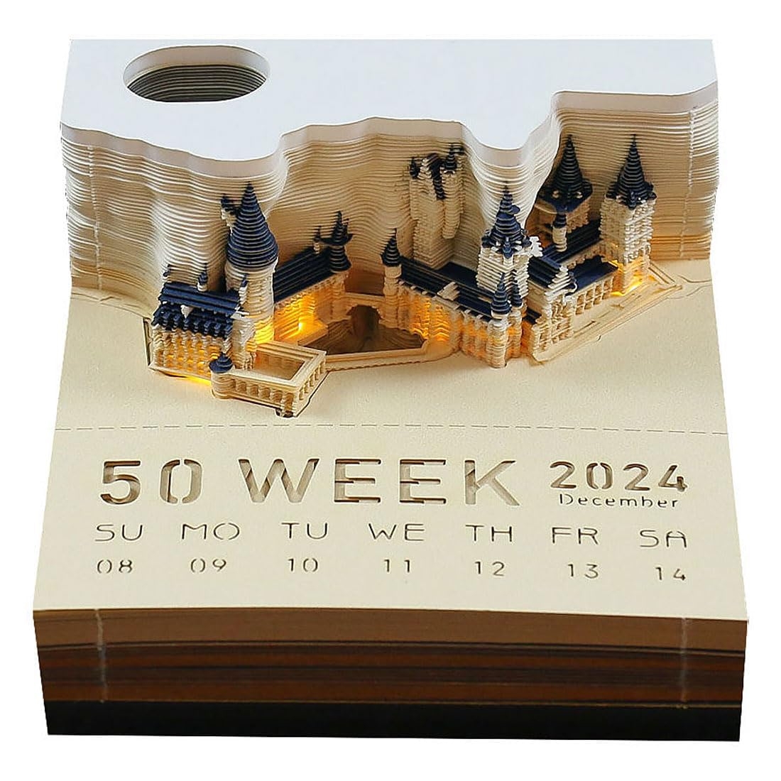 3D Notizblock 2024 Tischkalender Notizblock 3D Magic Castle Wochenkalender Mit Licht Und Stifthalter 3D Kunst Kreatives Papierskulptur Bastel DIY Geschenk Kalender 2024 Amazon de B robedarf Schreibwaren