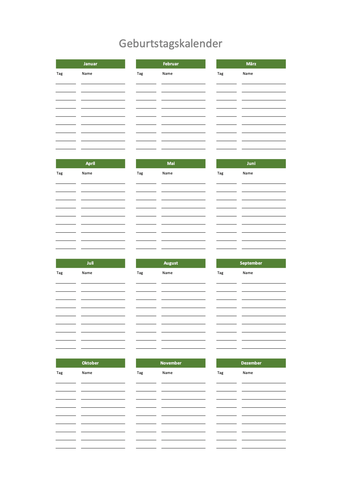 4 Kostenlose Geburtstagskalender Zum Ausdrucken ohne Jahr 4 Kostenlose Geburtstagskalender Zum Ausdrucken ohne Jahr