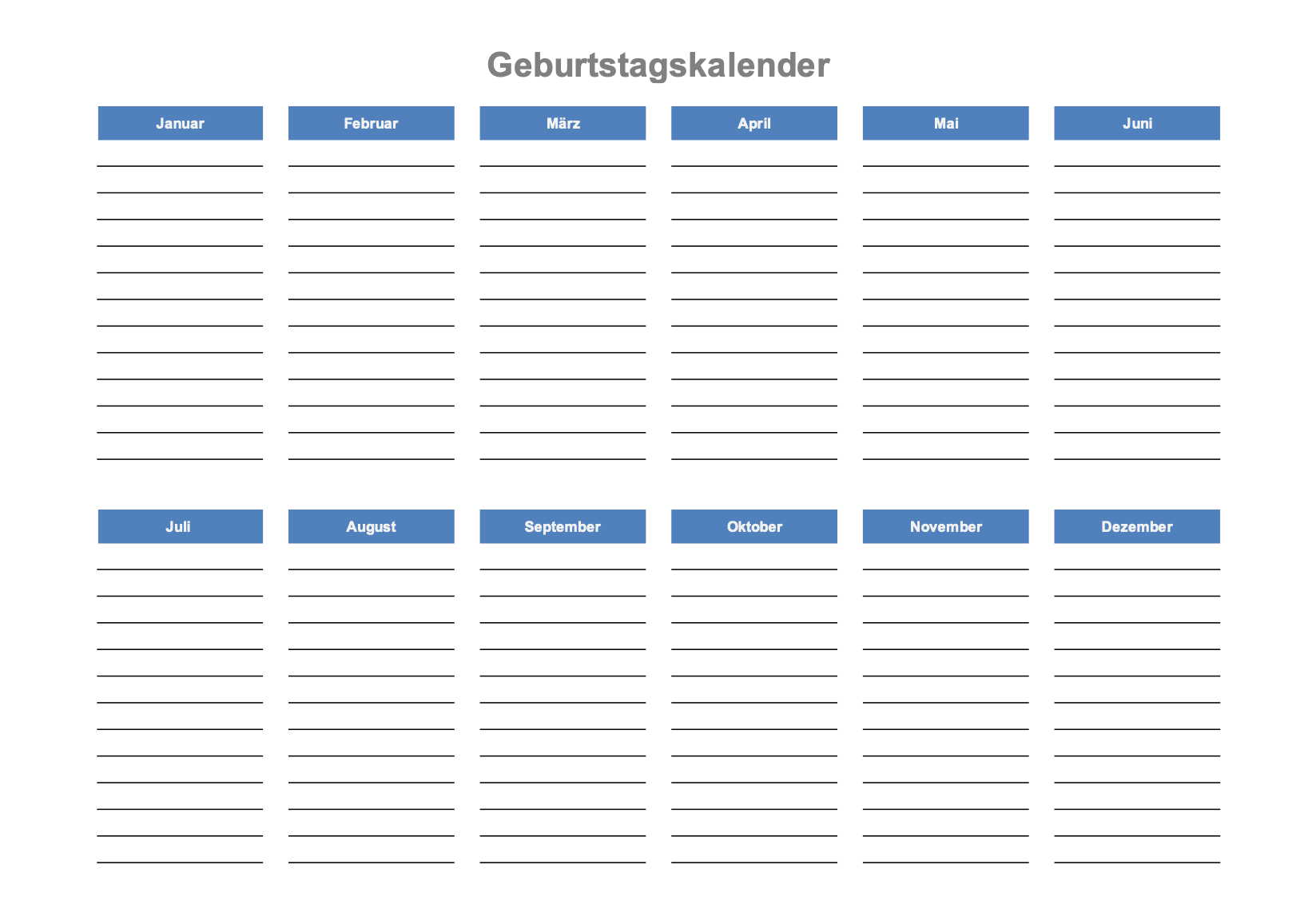 Geburtstagskalender Zum Ausdrucken A3