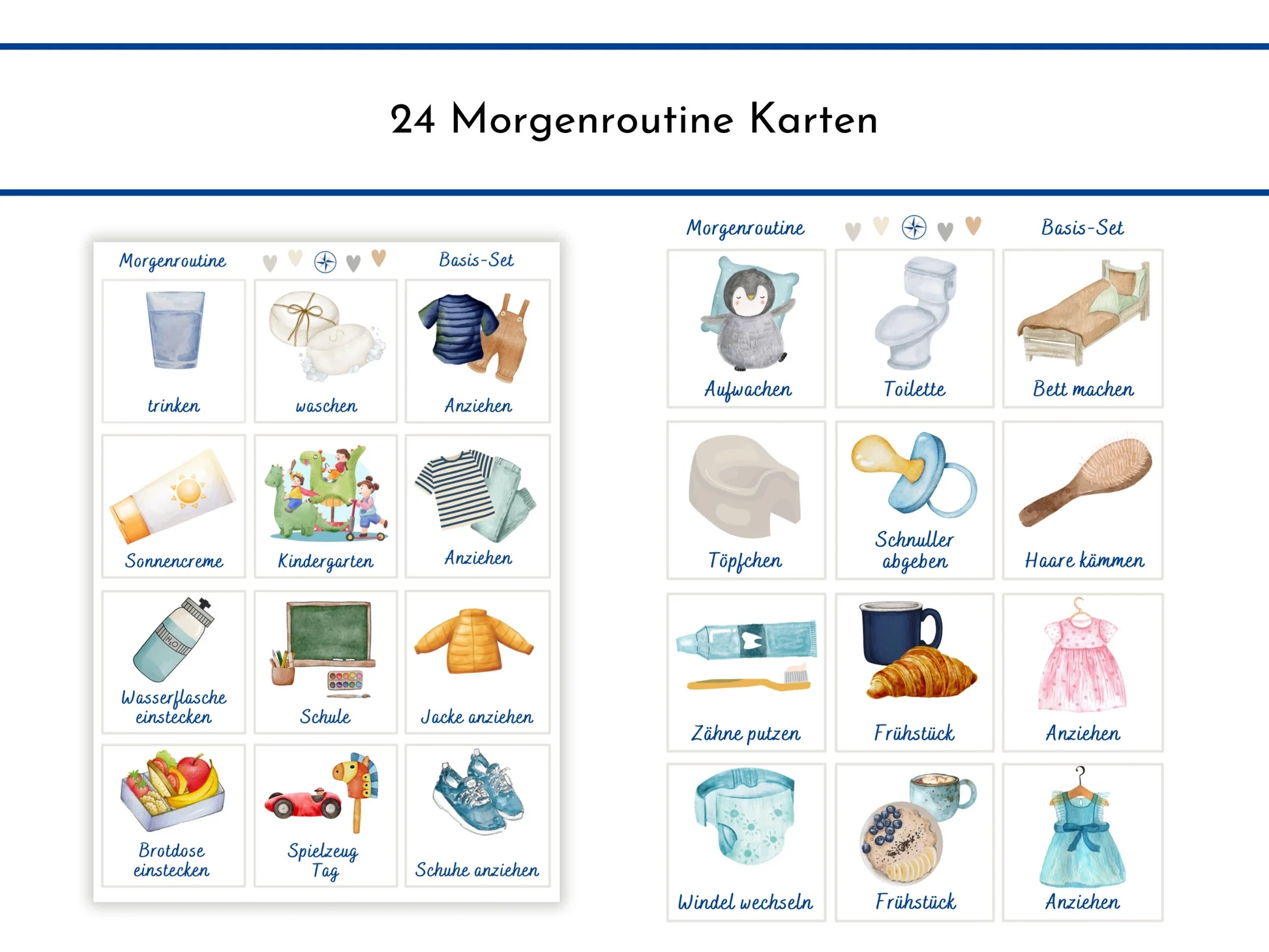 42 Kinder Routine Karten PDF Sofort Download Personalisierbar Morgen Familie Nordstern