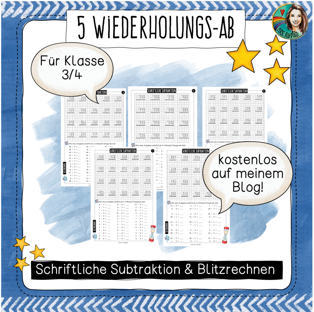 Schriftliche Subtraktion Arbeitsblätter