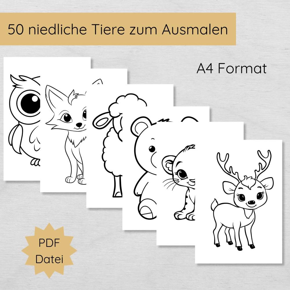50 Einfache Ausmalbilder Mit Niedlichen Tieren F r Kinder Ab 2 Jahren Zum Ausdrucken
