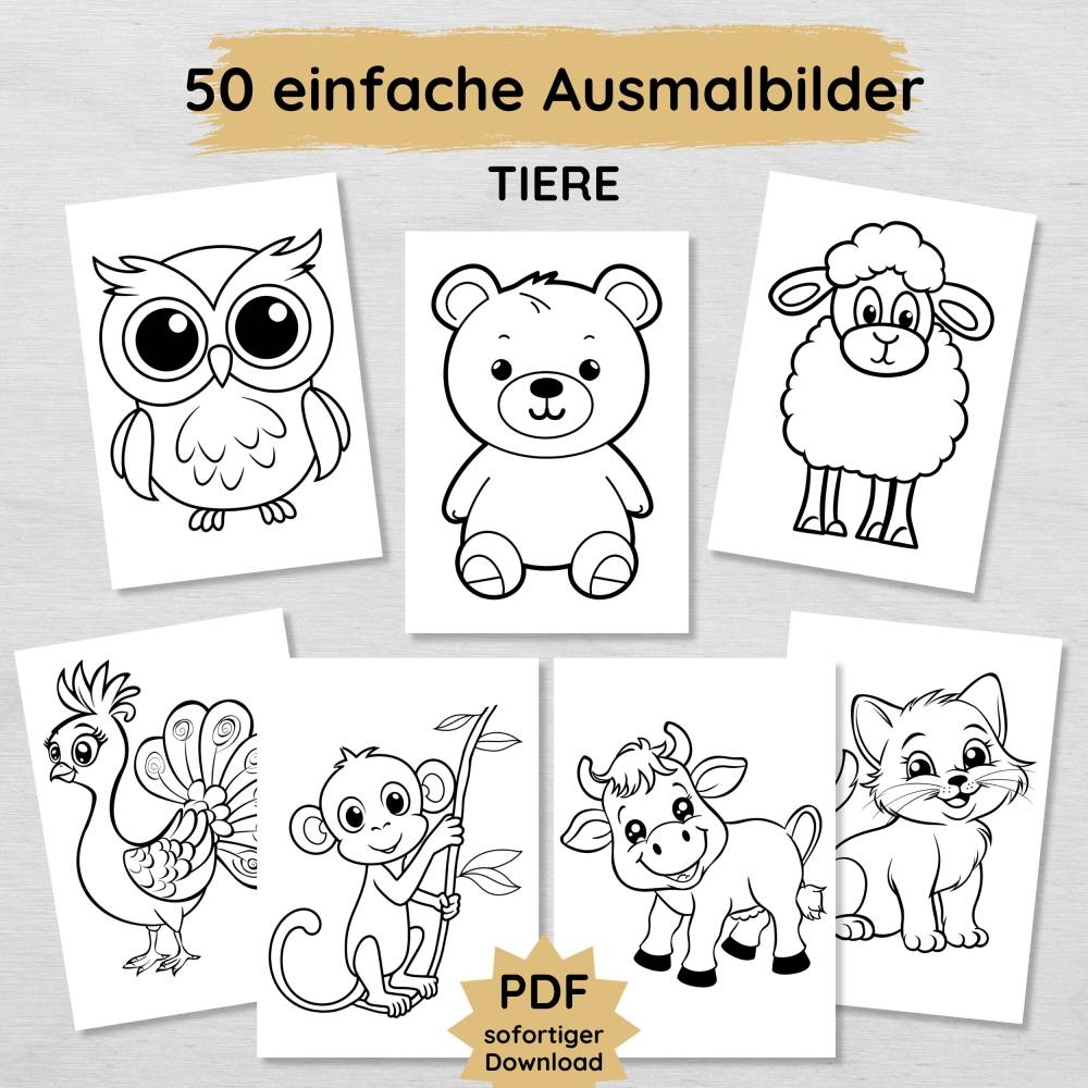 50 Einfache Ausmalbilder Mit Niedlichen Tieren F r Kinder Ab 2 Jahren Zum Ausdrucken