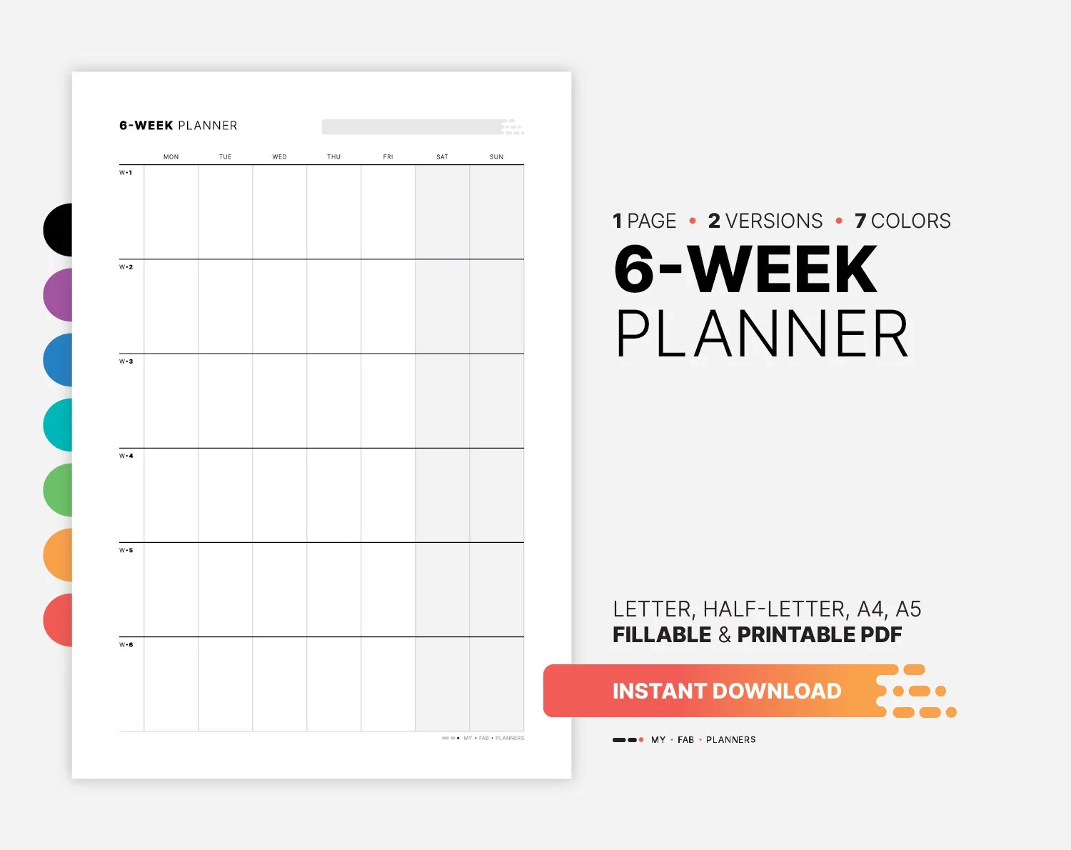 6 Wochen Kalender Planer Ausf llbarer Arbeits Produktivit ts Goal Tracker Organisations Dashboard Druckbare Halb Letter A4 A5 PDF Vorlage Etsy de