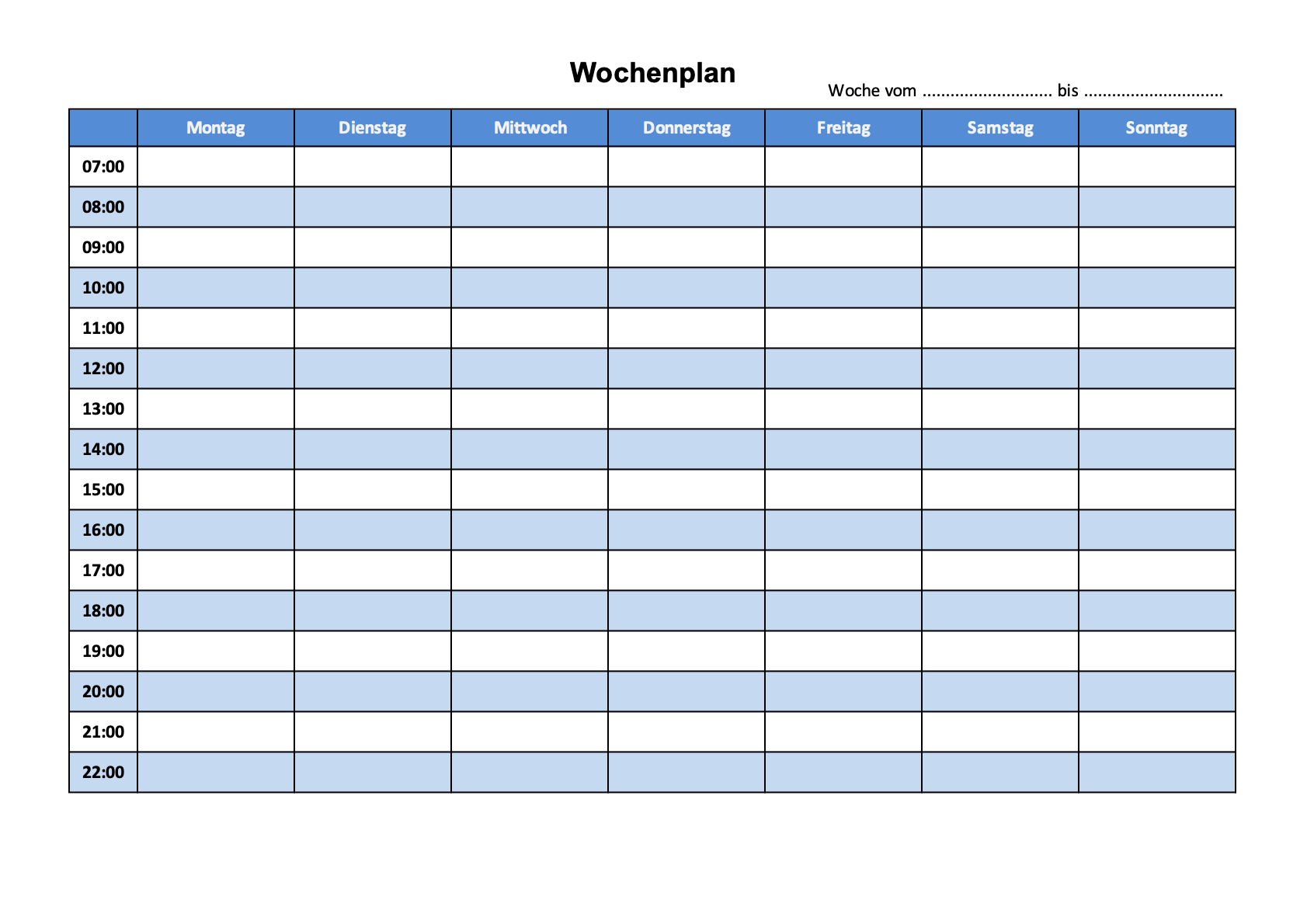 6 Wochenplan Vorlagen Zum Ausdrucken Word Excel PDF 