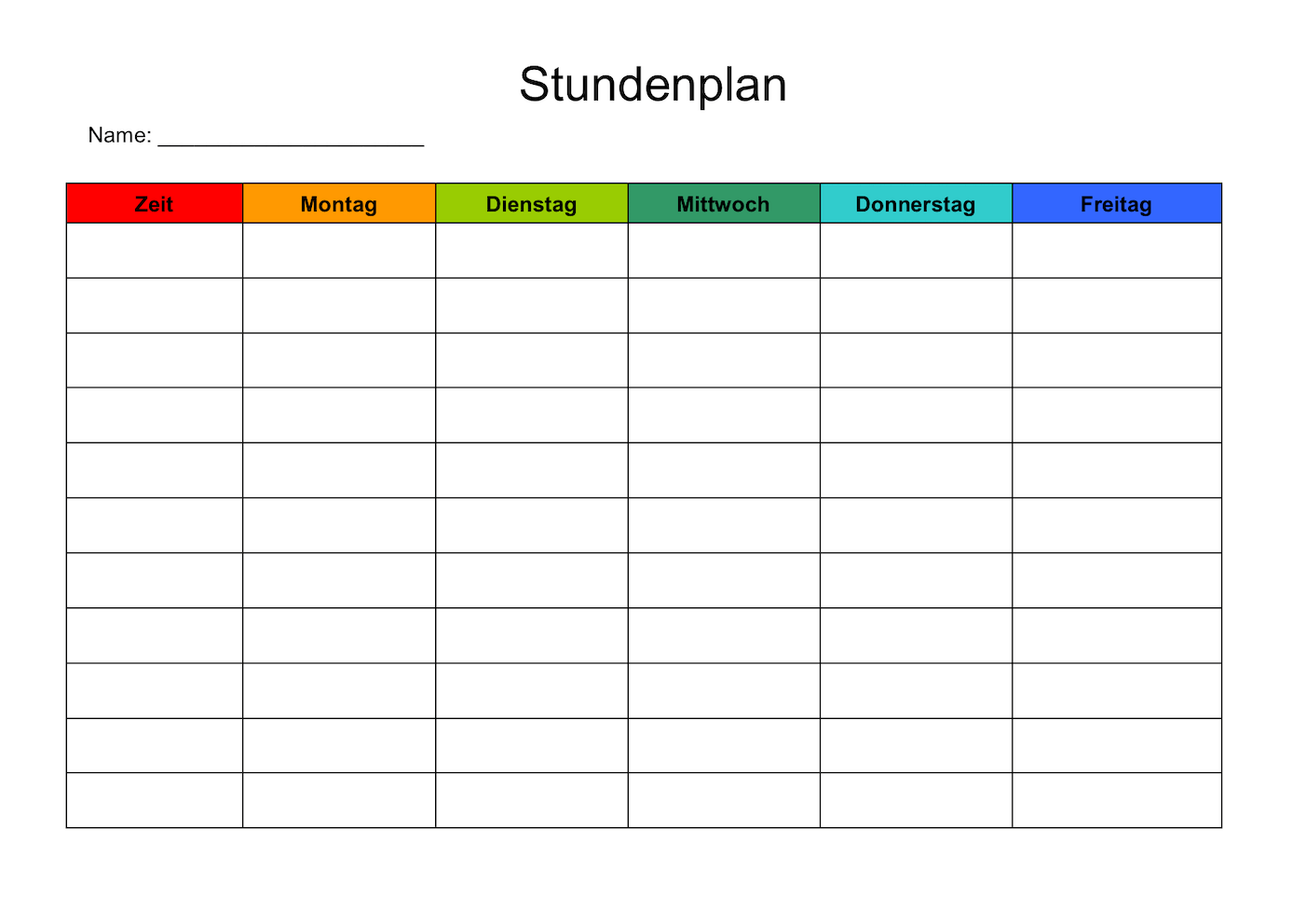 7 Kostenlose Stundenplan Vorlagen Word Excel Und PDF 