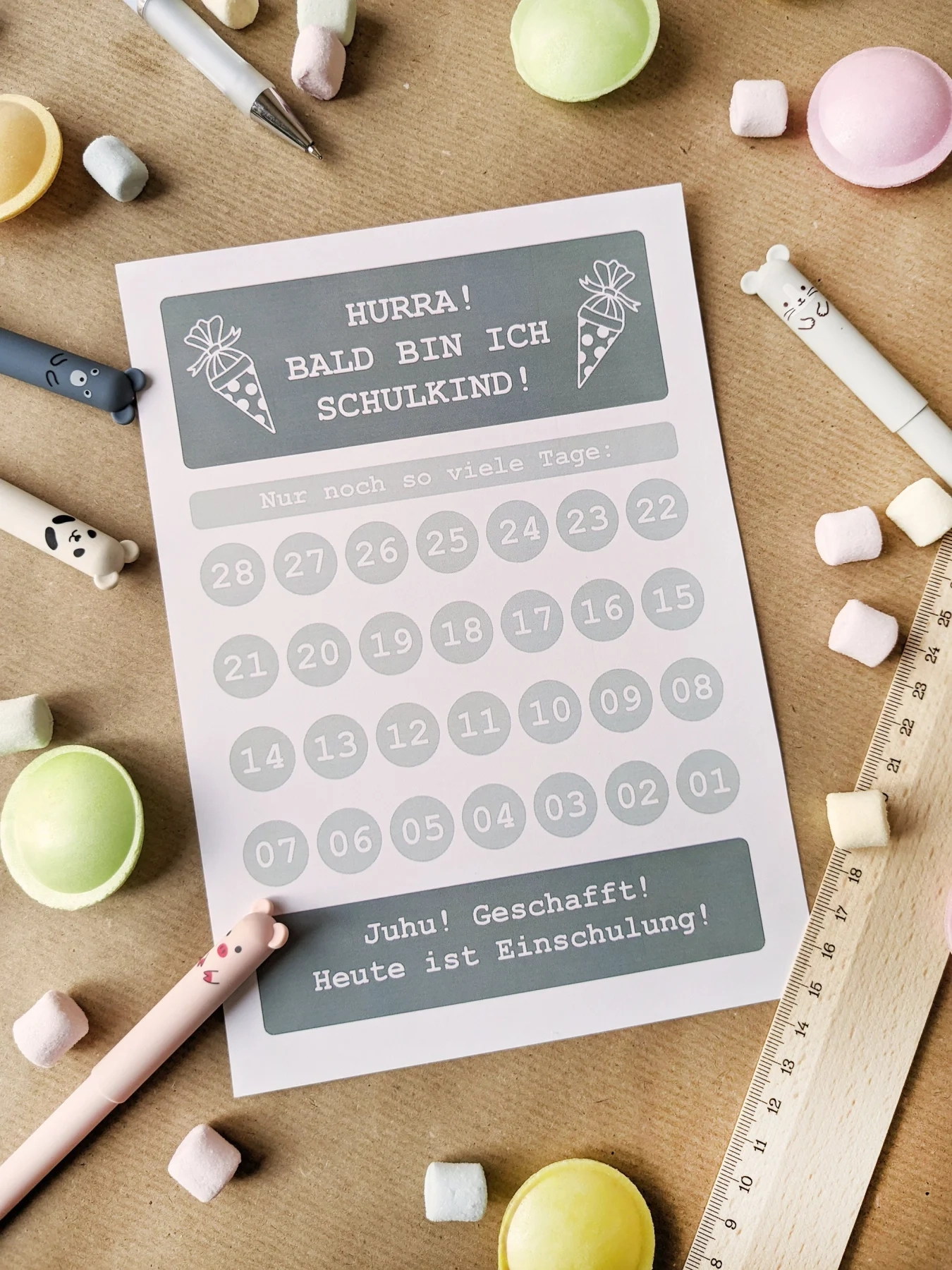 Abstreichkalender Countdown Blau Gr n Grau Kaufen