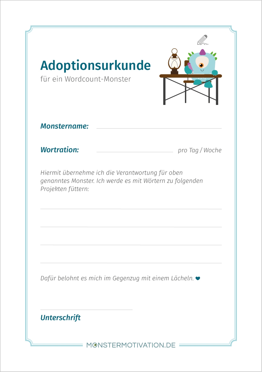 Adoptionsurkunden Monstermotivation