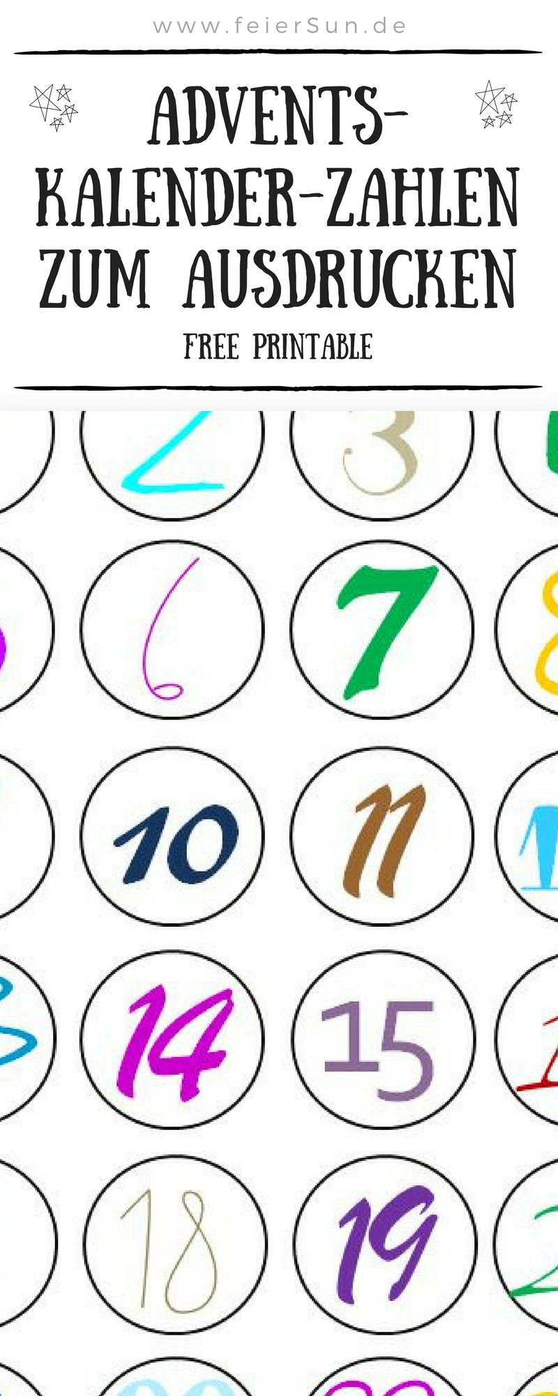 Adventskalender Zahlen Zum Ausdrucken FeierSun