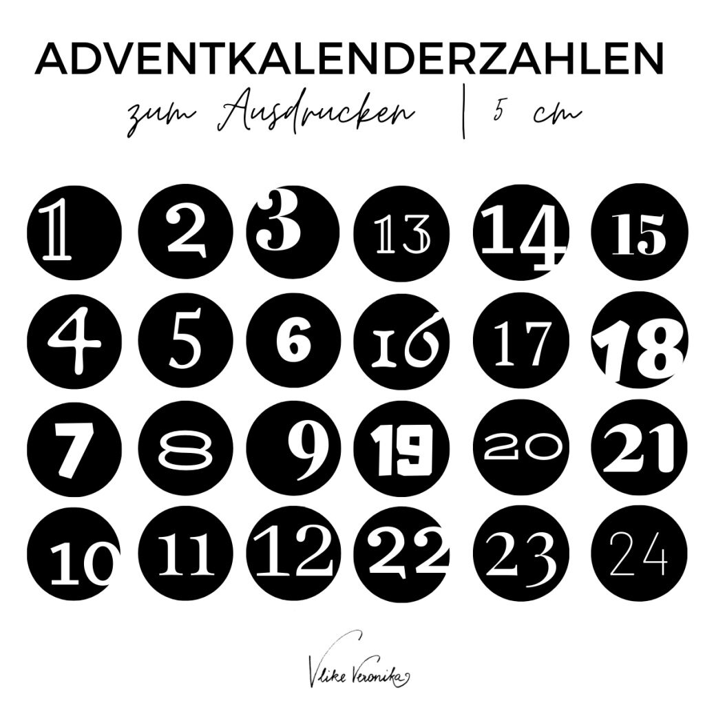 Adventskalenderzahlen Zum Ausdrucken V LIKE VERONIKA DIY UPCYCLING BASTELN KREATIVER LIFESTYLE 