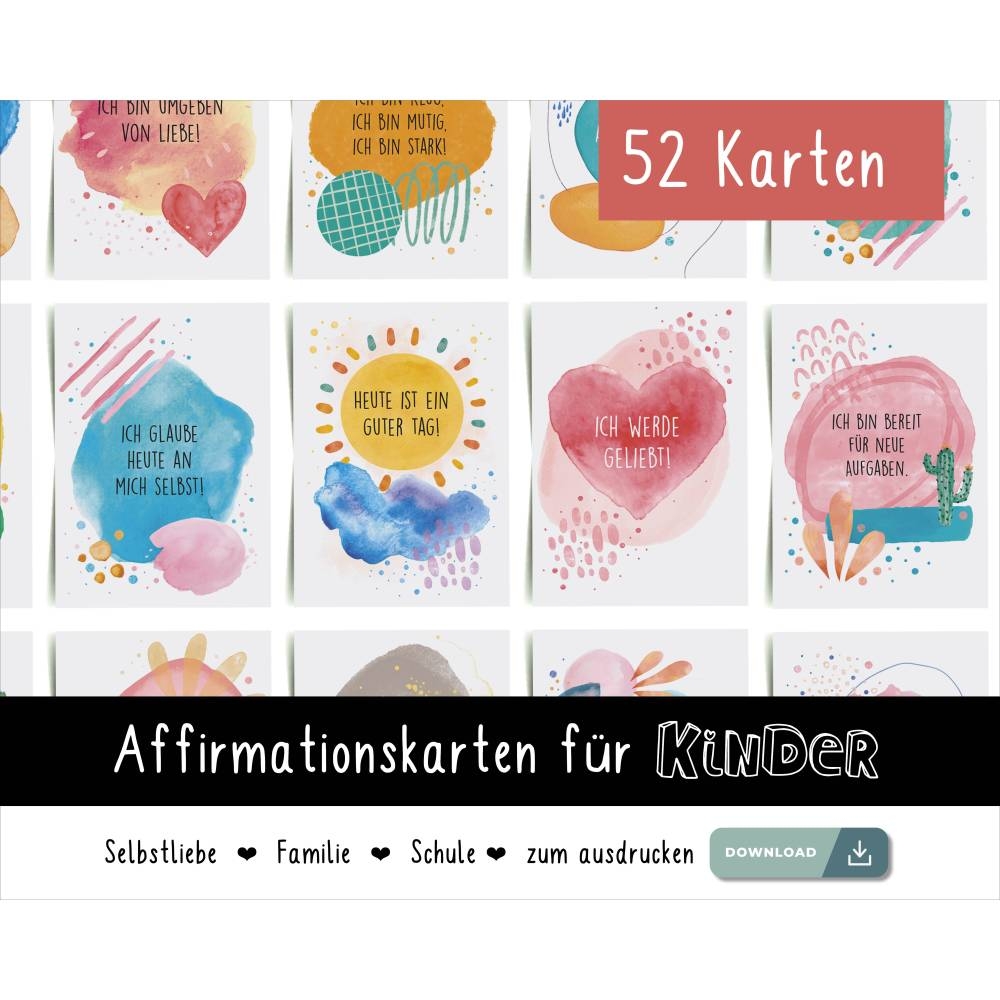 Affirmationskarten PDF F r Kinder Zum Selbst Ausdrucken Selbstbewusstsein St rken DIN A6