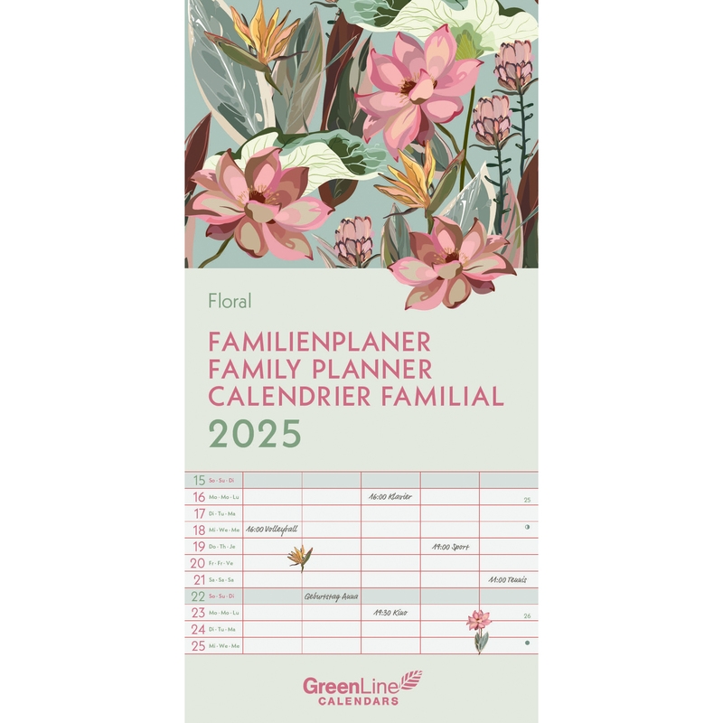 Alpha Edition Familienplaner 2025 Floral 1 Monat Seite