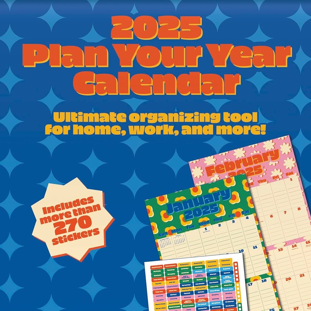 Amazon 2025 Plan Your Year Wall Calendar With Reminder Stickers 9781438898599 Trends International Books
