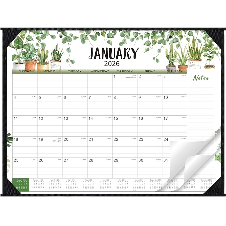 Amazon 2026 Desk Calendar 2026 Large Desk Calendar 22x17 Jan 2026 Dec 2026 2026 Large Calendar 12 Months Corner Protectors Plants Office Products