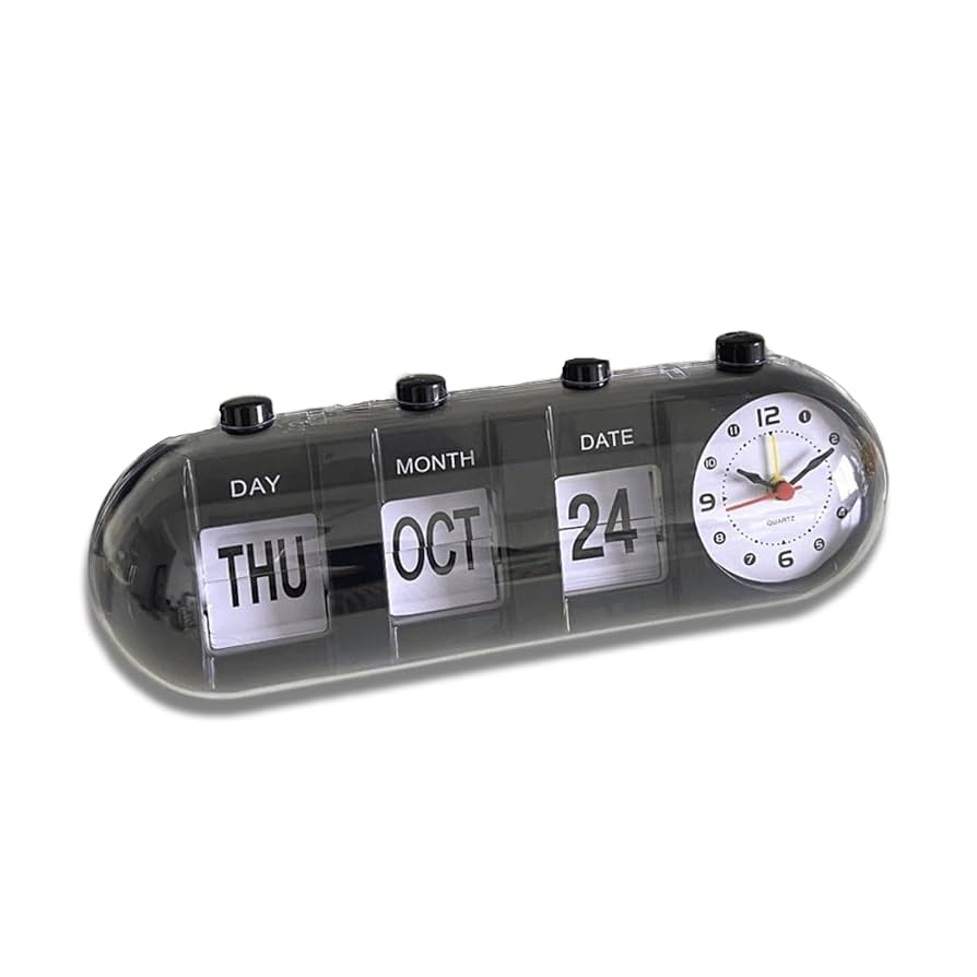 Amazon de HERCHR Immerw hrender Tischkalender Mit Uhr Digitaler Wecker Manueller Kalender Uhr Anzeigentafel Kalender Manueller Flip Wecker Reisewecker Batteriebetrieben Tischuhr F r Zuhause Wohnzimmer