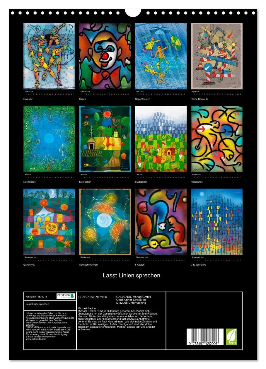 Amazon Lasst Linien Sprechen Wandkalender 2025 DIN A3 Hoch CALVENDO Monatskalender Calendar CALVENDO And Becker Michael Office Products