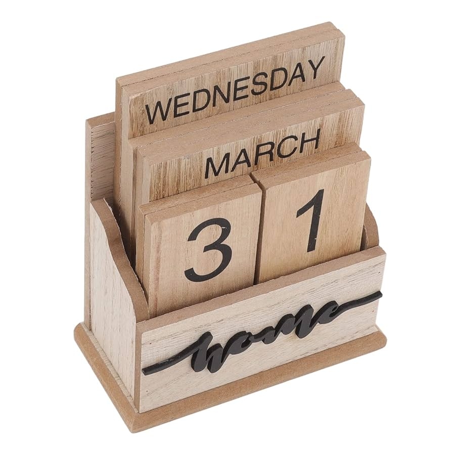 ANKROYU Holz Tischkalender Mit Datum Manuell Holz Desktop Monatsdatum Und tag Holzblock Kalender Wiederverwendbarer Retro Desktop Kalender Holzblock Kalender Amazon de B robedarf Schreibwaren