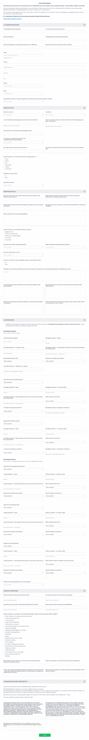 Antragsformular F r Die Adoption Einer Katze Formularvorlage Jotform