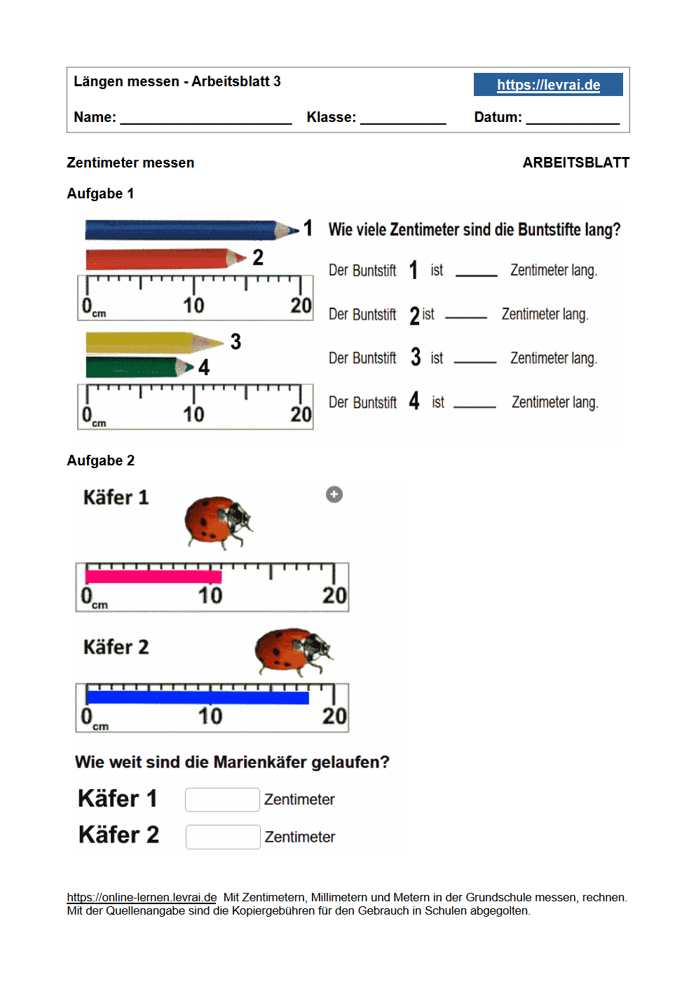 Arbeitsbl tter F r L ngen In Klasse 3