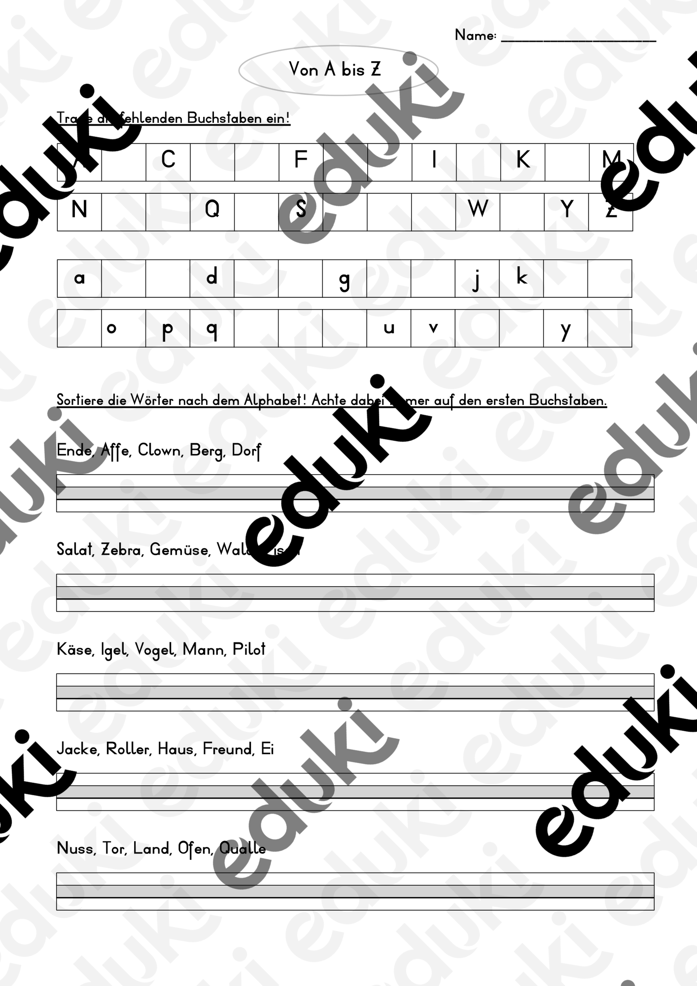 Arbeitsbl tter Zum Alphabet Unterrichtsmaterial Im Fach Deutsch
