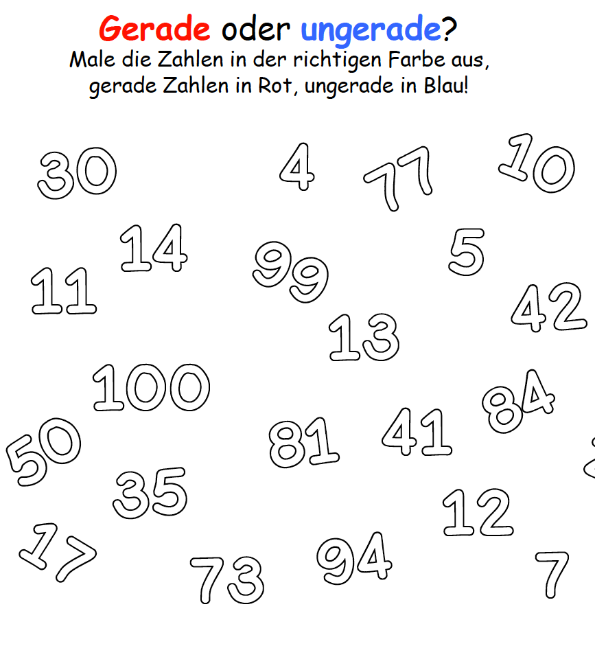 Arbeitsblatt Gerade Zahlen Ungerade Zahlen Mathefritz